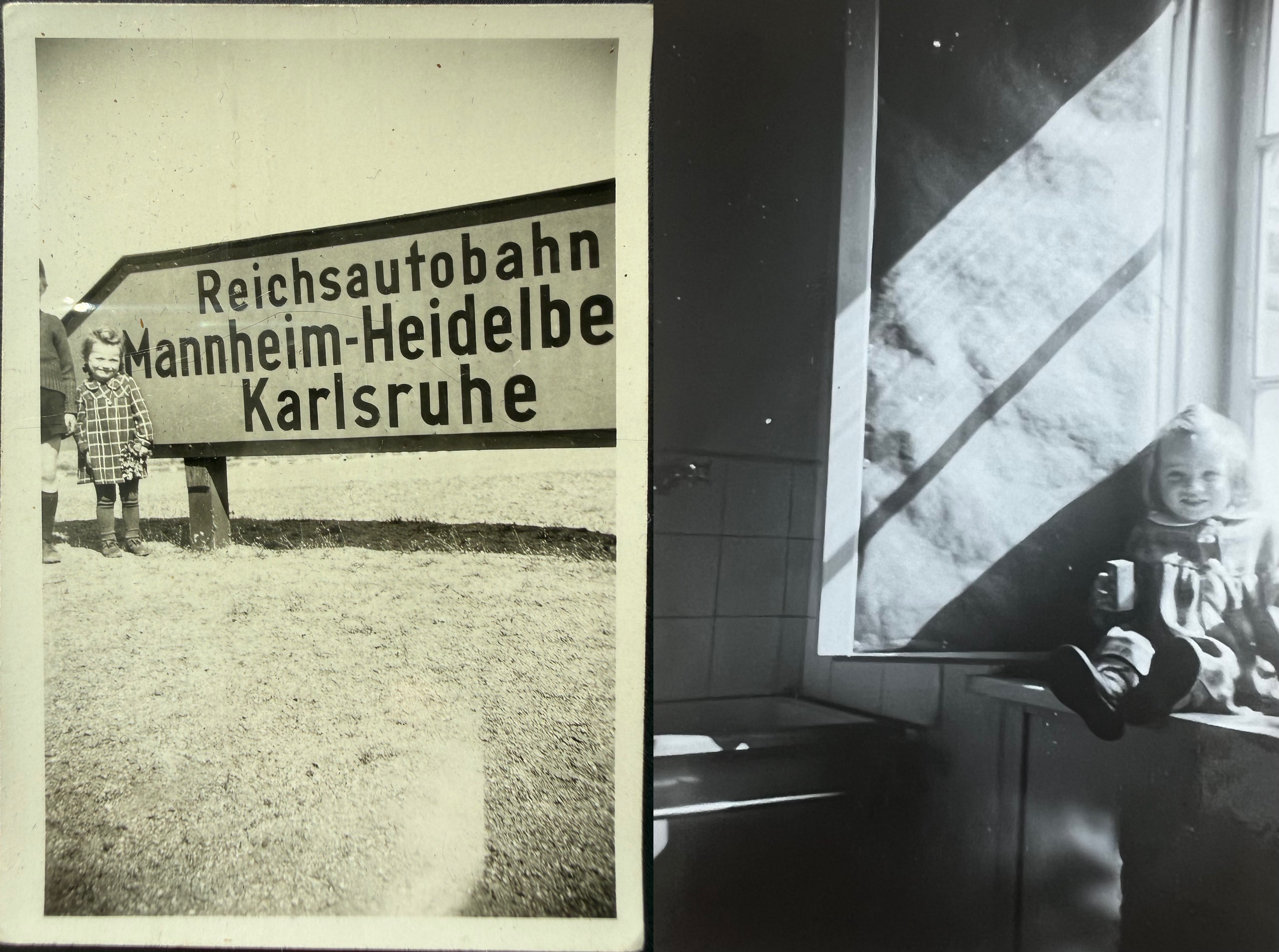 Herti Autobahndreieck Mannheim, und Fenstersims Leonfeldner Strasse (~1942)
