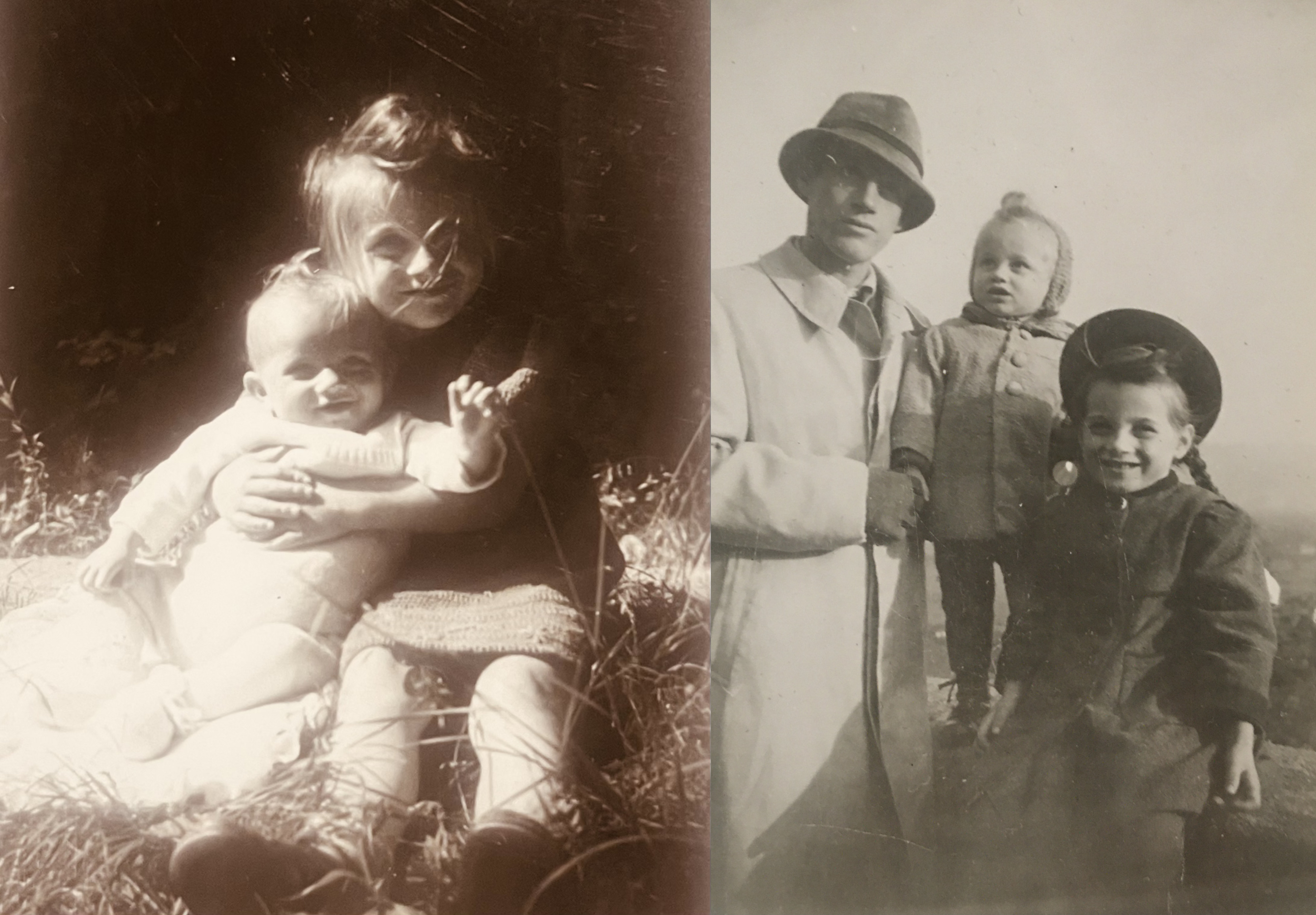 Herti und Wolfgang (1944), und Vater mit Wolfgang und Herti (1945)